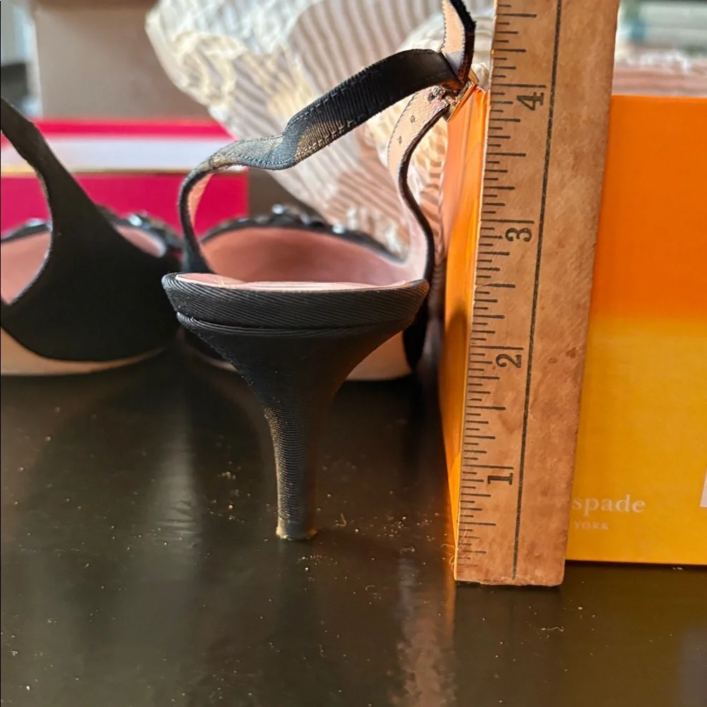 Kate Spade New York Black Grosgrain Beaded Sling Back Pumps - Picture 11 of 11